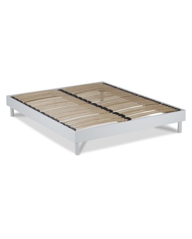 Sommier à lattes en kit bois couleur blanc 140x190