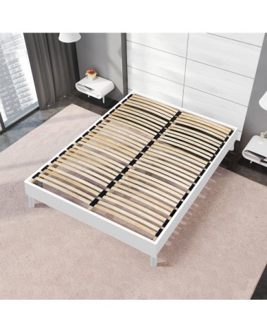 Sommier à lattes en kit bois couleur blanc 140x190