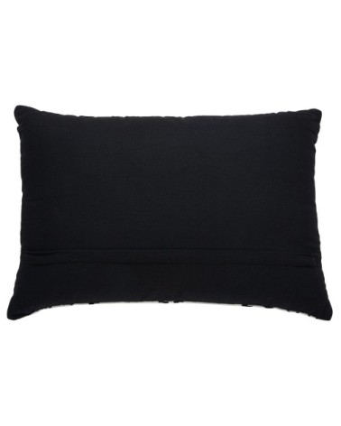 Coussin en coton tissé jacquard blanc motifs noirs 40x60