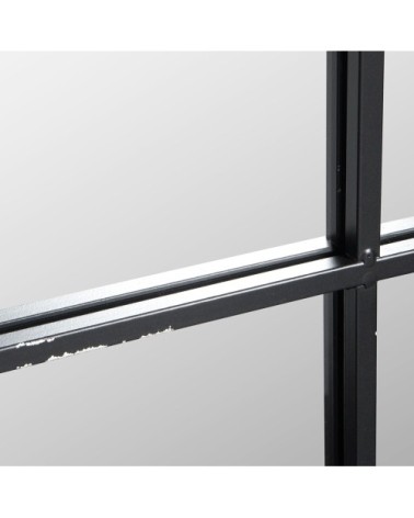 Miroir fenêtre industriel en métal noir 90x90