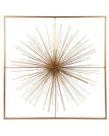 Déco murale filaire en métal doré 80x80