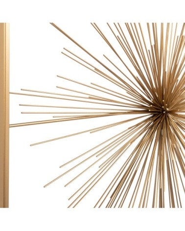 Déco murale filaire en métal doré 80x80
