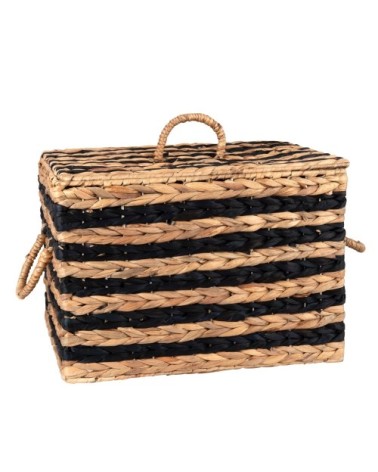 Malle rayée en jacinthe d'eau noire et beige