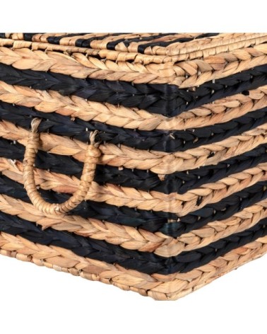 Malle rayée en jacinthe d'eau noire et beige