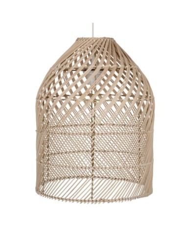 Suspension en rotin beige et métal