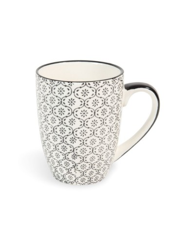 Mug en grès noir et blanc imprimé