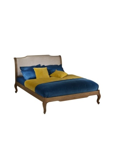 Lit double 160 en chêne et sommier naturel foncé