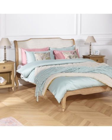 Lit double 160 en chêne et sommier naturel foncé