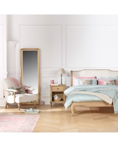 Lit double 160 en chêne et sommier naturel foncé