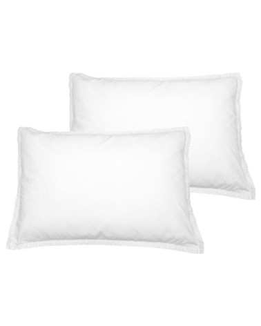 Lot de 2 taies d'oreiller en coton  blanc 50x70 cm