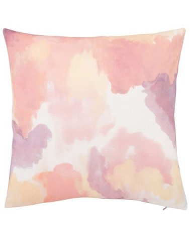 Housse de coussin en coton bio effet tie and dye vieux mauve, rose, blanc et jaune 40x40