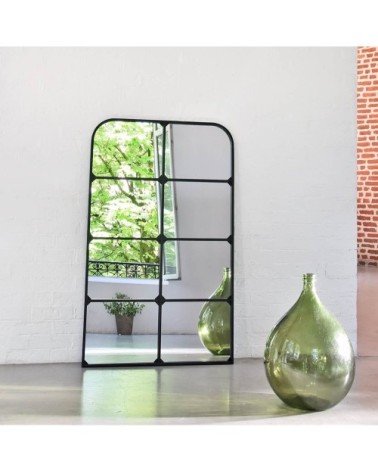 Miroir fenêtre portrait en métal noir 80x130
