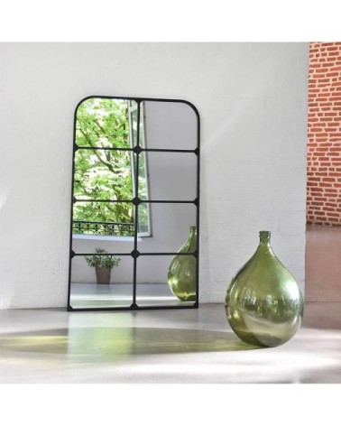 Miroir fenêtre portrait en métal noir 80x130