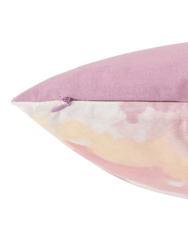 Housse de coussin en coton bio effet tie and dye vieux mauve, rose, blanc et jaune 40x40