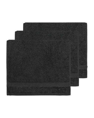 Lot de 3 serviettes invité 550gr/m²  anthracite 30x50 cm