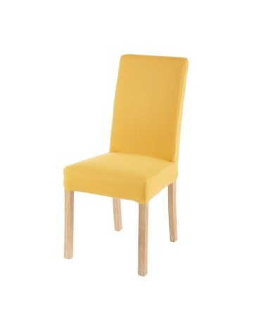 Housse de chaise en coton jaune moutarde, compatible chaise MARGAUX