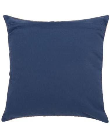 Housse de coussin en coton et papier tissé bleu, beige et vert 40x40