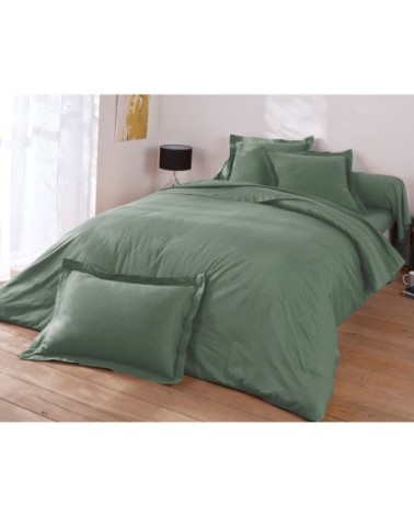 Housse de couette 200x200 en percale de coton  vert eucalyptus