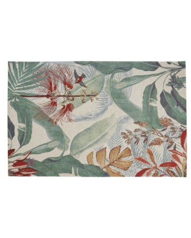 Tapis tissé jacquard à motif tropical multicolore, Oeko-Tex® 155x230