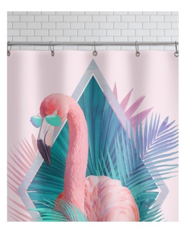 Rideau de douche en polyester en rose & turquoise 150x200