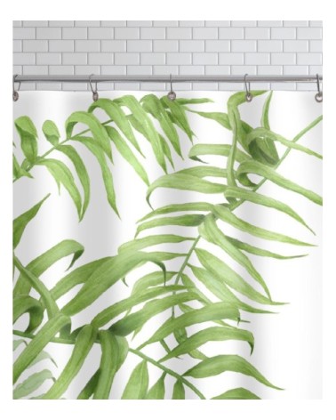 Rideau de douche en polyester en blanc & vert 150x200