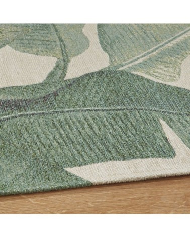 Tapis tissé jacquard à motif tropical multicolore, Oeko-Tex® 155x230