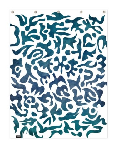 Rideau de douche en polyester en blanc & bleu 150x200