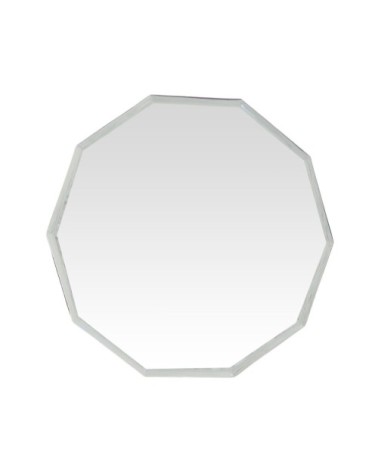 Miroir décagonal contour biseauté blanc 44x47