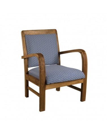 Fauteuil en teck tissu bleu