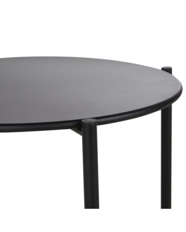 Table basse de jardin ronde en acier noir D50