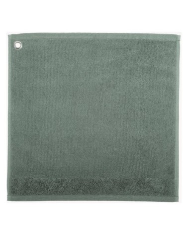 Essuie-mains Oeillet  en coton vert de gris 50 x 50