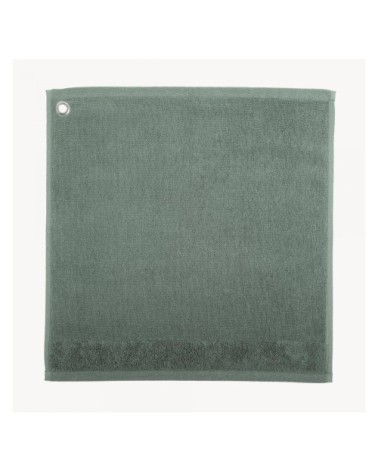 Essuie-mains Oeillet  en coton vert de gris 50 x 50