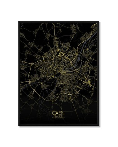 Affiche Caen Carte Nuit 40x50