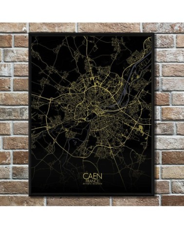 Affiche Caen Carte Nuit 40x50