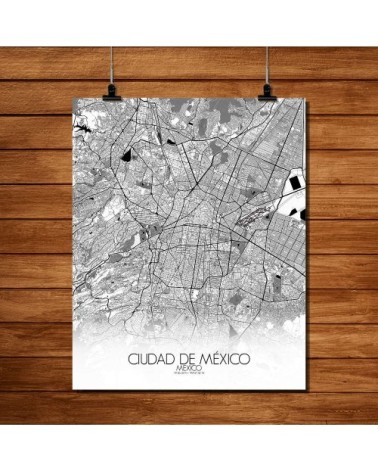 Affiche Mexico Carte N&B 40x50