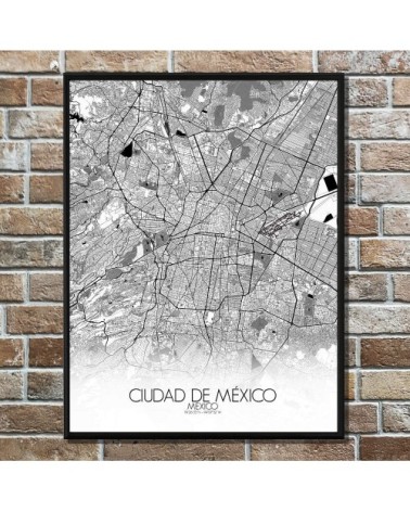 Affiche Mexico Carte N&B 40x50