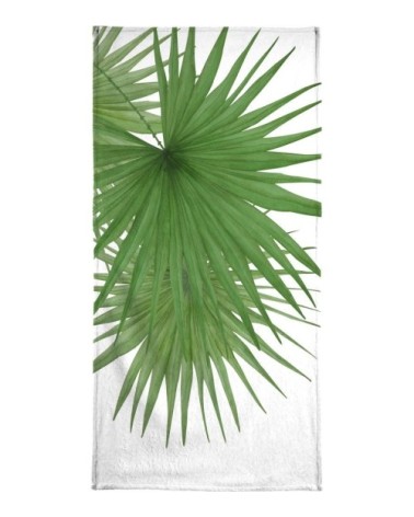 Serviette de bain en éponge-velours en blanc & vert 70x140