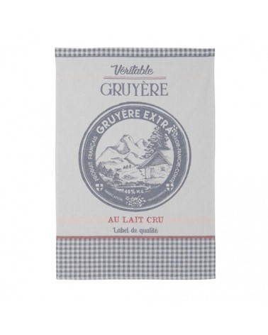 Torchon en jacquard de coton gris 50x75