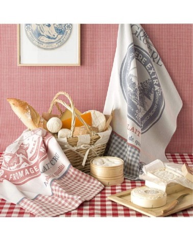 Torchon en jacquard de coton gris 50x75