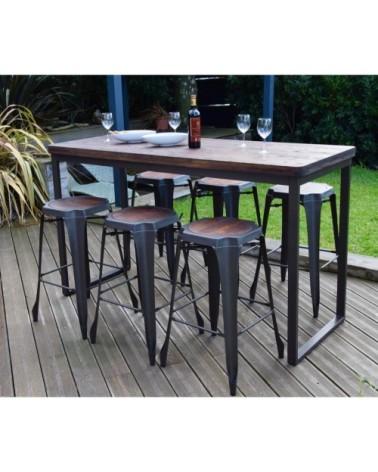 Mange debout 180 cm  acier/bois massif foncé