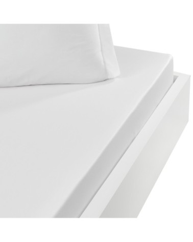 Drap housse satin de coton  120 fils/cm² blanc 90x190 cm