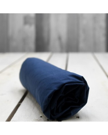 Drap housse en coton bonnet 30cm  marine 90x190 cm