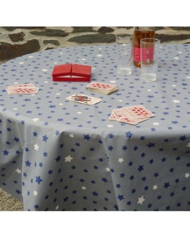 Nappe enduite bleue ovale 160 x 200 cm