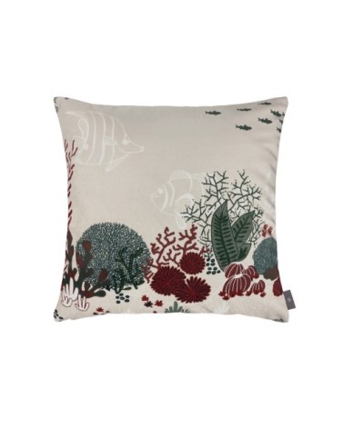 Housse de coussin imprimé la jungle marine made in france beige 47x47