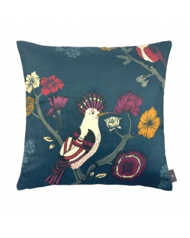 Housse de coussin imprimé les oiseaux made in france foncé 47x47