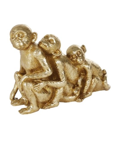 Statue famille de singes dorée H40