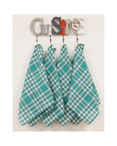 Lot de 10 serviettes de tables carreaux vichy en coton vert