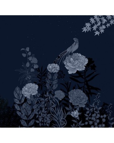 Papier-peint faisan nocturne   bleu