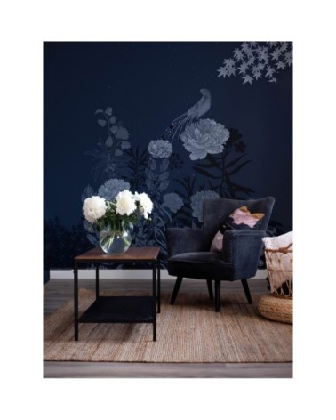 Papier-peint faisan nocturne   bleu