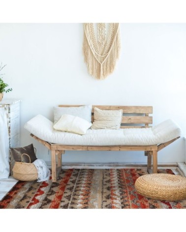 Tapis à poils longs imprimé ethnique rouge 133x190